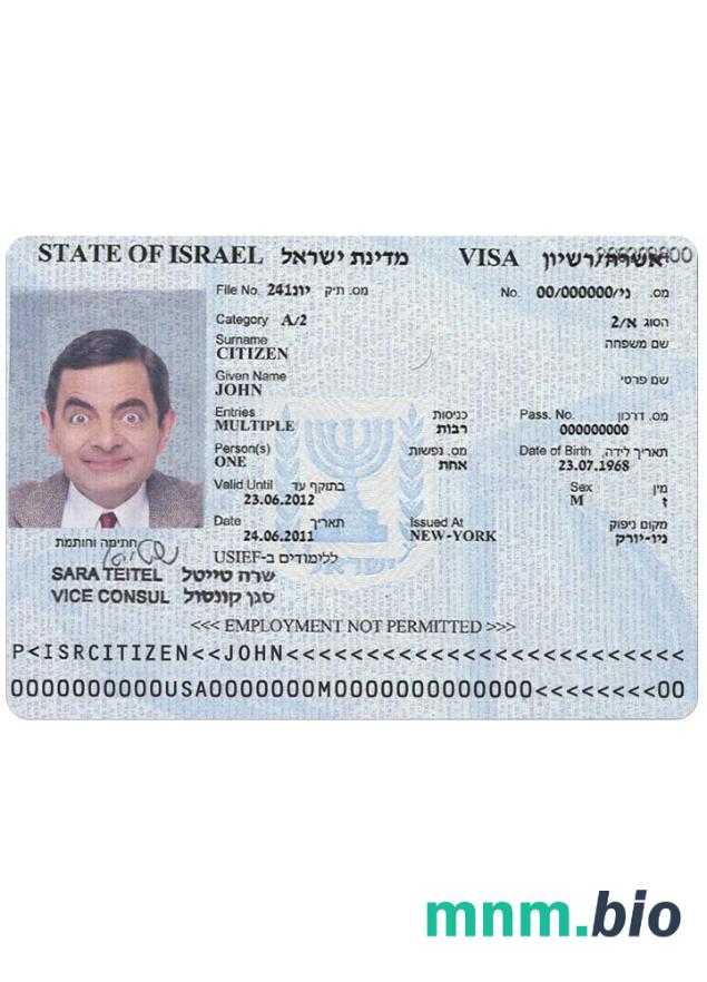 Izrael visa przykład w PSD